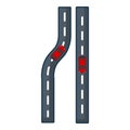 Parallel roads icon, cartoon style.