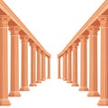 Parallel rows of classical columns feature ornate capitals with acanthus leaves and Royalty Free Stock Photo