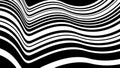 Parallel running black and white stripes mapped onto wavy surface