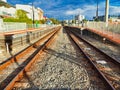 Parallel Rusty Train Tracks, Perth,  Western Australia Royalty Free Stock Photo