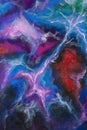 Abstract oil painting universe blue red purple dreamlike cosmos fantasy art Royalty Free Stock Photo