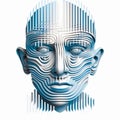 Parallel Vector Op Art: 3d Human Head With Thin Lines Royalty Free Stock Photo