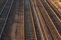 Parallell railway tracks in low sunlight Royalty Free Stock Photo