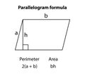 Parallelogram formula, Vector Education. Geometric figures on black school board. Royalty Free Stock Photo