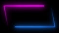 Parallelogram rectangle picture frame with two tone neon color shade motion graphic on isolated black background. Blue and pink Royalty Free Stock Photo