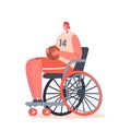 Paralympic Athlete, Basketball Player Sitting on Wheelchair with Ball in Hands, Sportswoman Character Wear Uniform Royalty Free Stock Photo