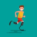 Paralympic athlete runs on prostheses. Vector illustration