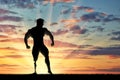 Paralympic bodybuilder with prosthetic leg sunset