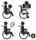 Paralympic sport black icon set