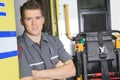 Paramedic employee with ambulance Royalty Free Stock Photo