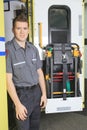 Paramedic employee with ambulance Royalty Free Stock Photo