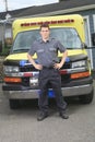 Paramedic employee with ambulance Royalty Free Stock Photo