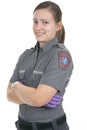 Paramedic employee in the front of a white