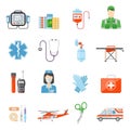 Paramedic Flat Colored Decorative Icons