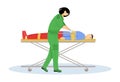 Paramedic giving first aid flat vector illustration