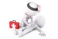 Paramedic helping to unconscious young man. 3D illustration. Isolated