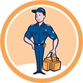 Paramedic Holding Bag Circle Cartoon