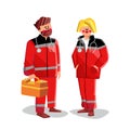 Paramedic Man And Woman With Medical Tool Vector Royalty Free Stock Photo