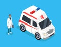 Paramedic with Medicine Kit and Ambulance Car Royalty Free Stock Photo