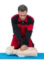 Paramedic practicing resuscitation on dummy Royalty Free Stock Photo