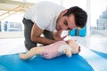 Paramedic practicing resuscitation on dummy Royalty Free Stock Photo