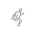 Paramedic running with first aid kit hand drawn outline doodle i