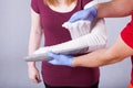 Paramedical bandaging broken arm Royalty Free Stock Photo