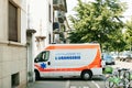 Paramedics ambulance parked as exception on bicycle and pedestrian road