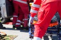 Paramedics in a rescue operation after road traffic accident