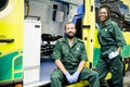 Paramedics team with an ambulance Royalty Free Stock Photo