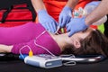 Paramedics using defibrillator on a patient Royalty Free Stock Photo