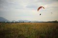 Paramotor flying in the sky Royalty Free Stock Photo