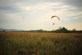 Paramotor flying in the sky Royalty Free Stock Photo