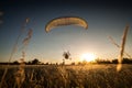 Paramotor / paraglider flying Royalty Free Stock Photo