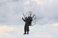 Paramotor pilot coming in to land Royalty Free Stock Photo