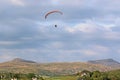 Paramotor pilot flying in Wales Royalty Free Stock Photo