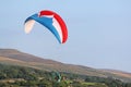 Paramotor pilot in the hills of Wales Royalty Free Stock Photo