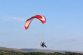 Paramotor pilot in the hills of Wales Royalty Free Stock Photo