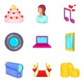 Paramour icons set, cartoon style Royalty Free Stock Photo