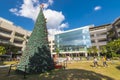 Paranaque, Metro Manila, Philippines - A large christmas tree at the central outdoor plaza of Ayala Malls Manila Bay.