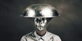 Paranoid alien wears tinfoil hat, concept of Delusional beliefs, created with Generative AI technology