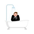 Paranoid. Crazy boss in bath. mad businessman in shower. Vector