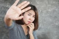 paranoid delusion with Asian woman feeling fear and panic attack Royalty Free Stock Photo