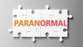 Paranormal complex like a puzzle - pictured as word Paranormal on a puzzle pieces to show that Paranormal can be difficult and Royalty Free Stock Photo