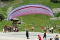 Parapente launching point at french Plateau d`Assy