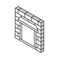 parapet wall building house isometric icon vector illustration