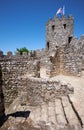 The curtain walls and solid tower of the Castle of the Moors. Royalty Free Stock Photo