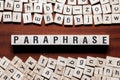 Paraphrase word concept pm cubes Royalty Free Stock Photo