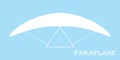 Paraplane icon on blue background vector eps10. Paragliding logo sign. White paraplane sign.