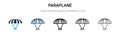 Paraplane icon in filled, thin line, outline and stroke style. Vector illustration of two colored and black paraplane vector icons